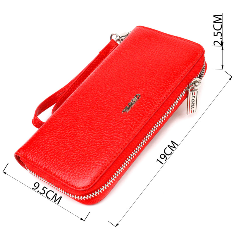 Яскравий гаманець для жінок з натуральної зернистої шкіри CANPELLINI Червоний