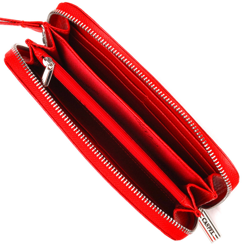 Яскравий гаманець для жінок з натуральної зернистої шкіри CANPELLINI Червоний