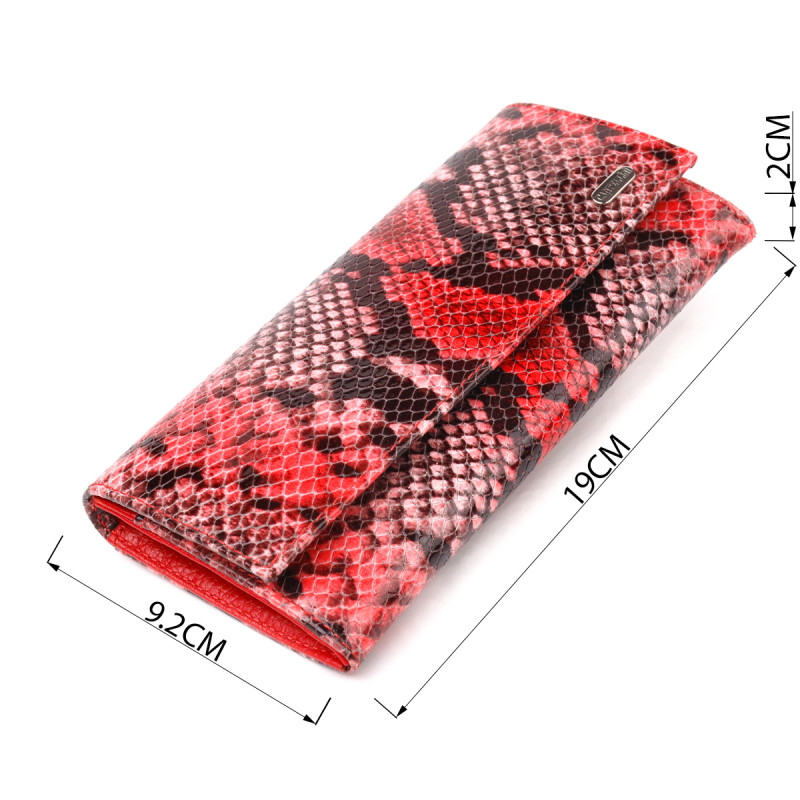 Яркий женский кошелек из натуральной фактурной кожи с тиснением под змею CANPELLINI Разноцветный