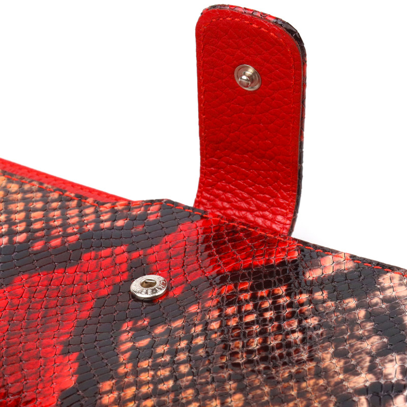 Функциональный женский кошелек из натуральной кожи с тиснением под змею CANPELLINI Разноцветный