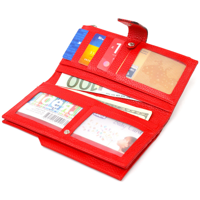 Функциональный женский кошелек из натуральной кожи с тиснением под змею CANPELLINI Разноцветный