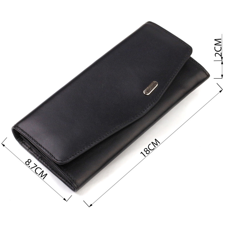 Шикарний жіночий гаманець із зручним функціоналом шкіряний CANPELLINI Чорний