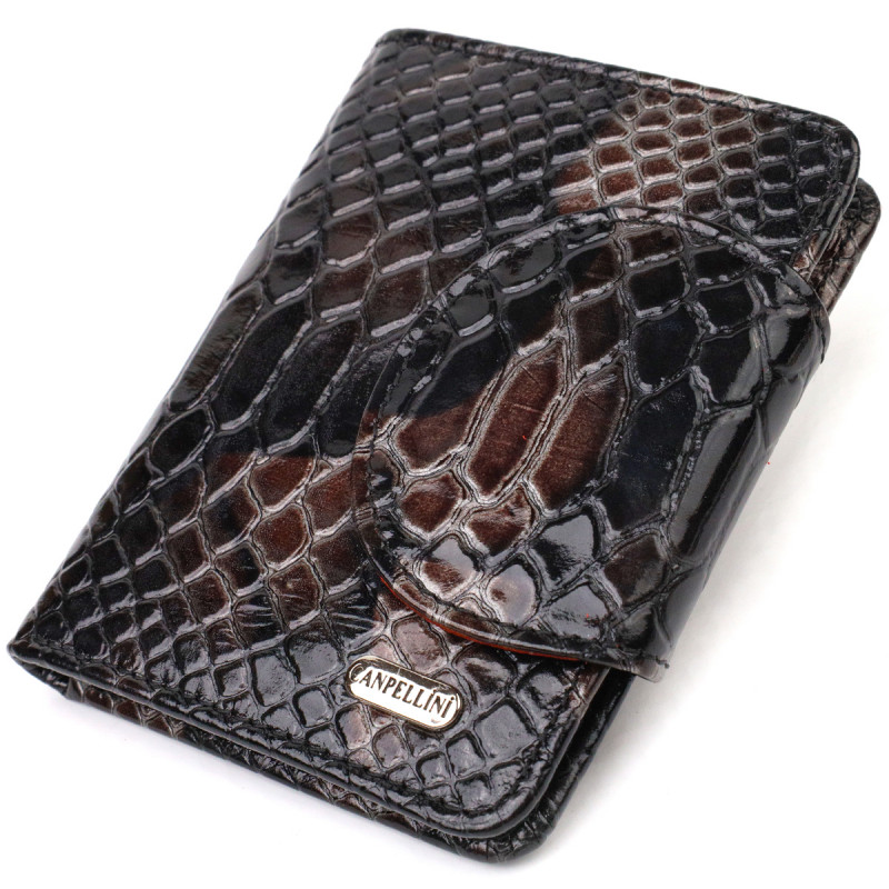 Фактурне жіноче портмоне середнього розміру з натуральної шкіри з тисненням під змію CANPELLINI Різнокольорове