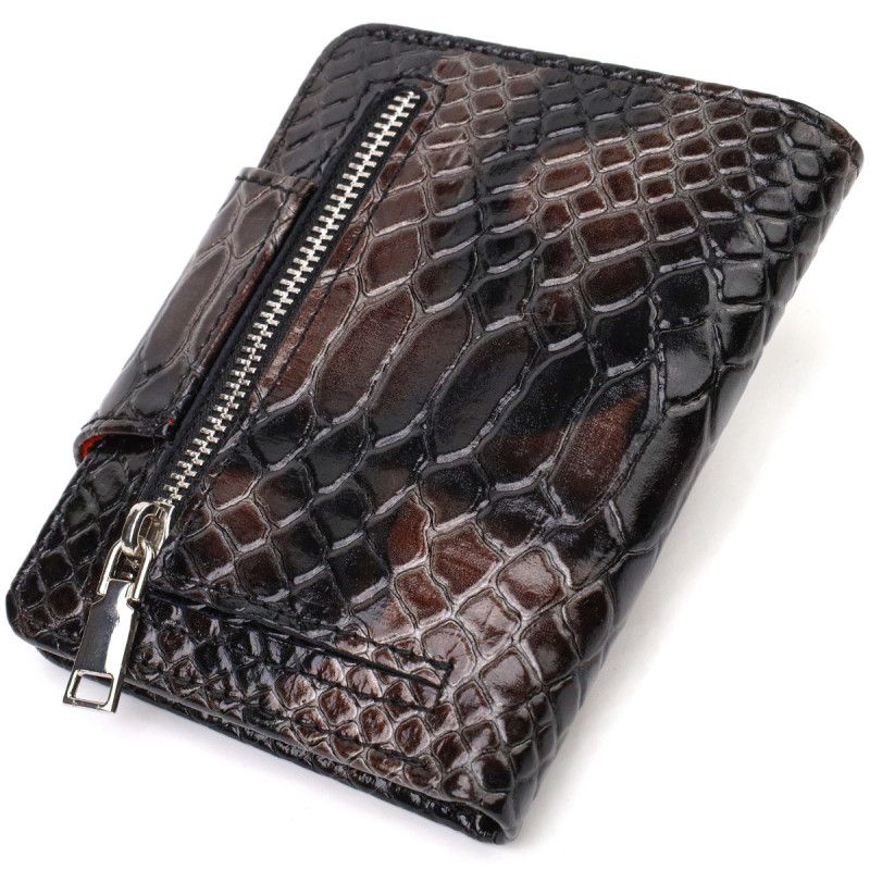 Фактурне жіноче портмоне середнього розміру з натуральної шкіри з тисненням під змію CANPELLINI Різнокольорове