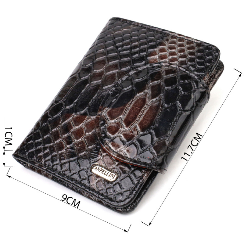 Фактурне жіноче портмоне середнього розміру з натуральної шкіри з тисненням під змію CANPELLINI Різнокольорове