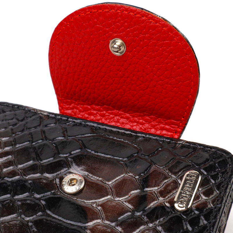 Фактурне жіноче портмоне середнього розміру з натуральної шкіри з тисненням під змію CANPELLINI Різнокольорове