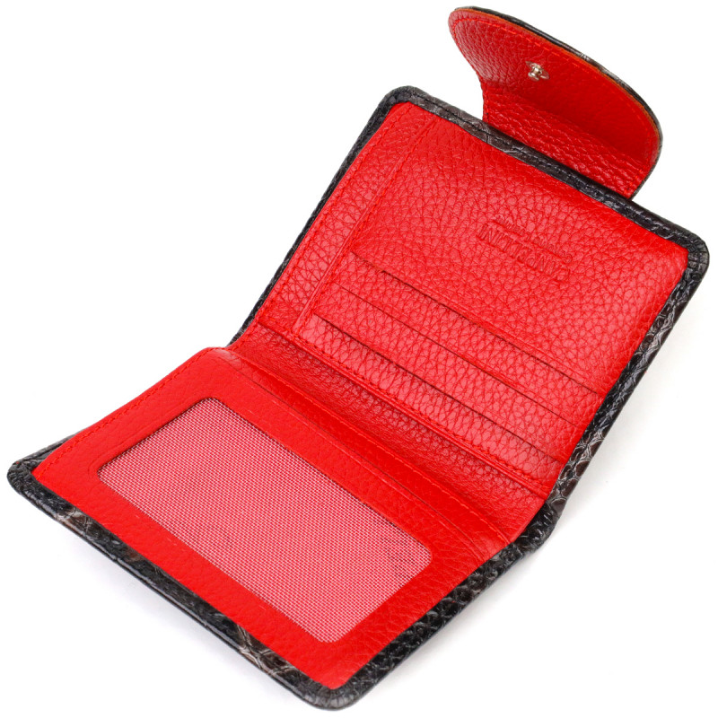 Фактурне жіноче портмоне середнього розміру з натуральної шкіри з тисненням під змію CANPELLINI Різнокольорове