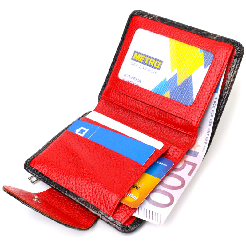 Фактурне жіноче портмоне середнього розміру з натуральної шкіри з тисненням під змію CANPELLINI Різнокольорове