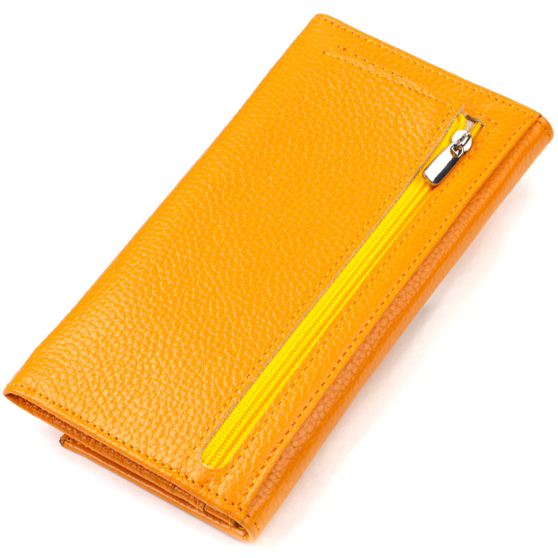 Яркий женский кошелек из натуральной кожи CANPELLINI Желтый