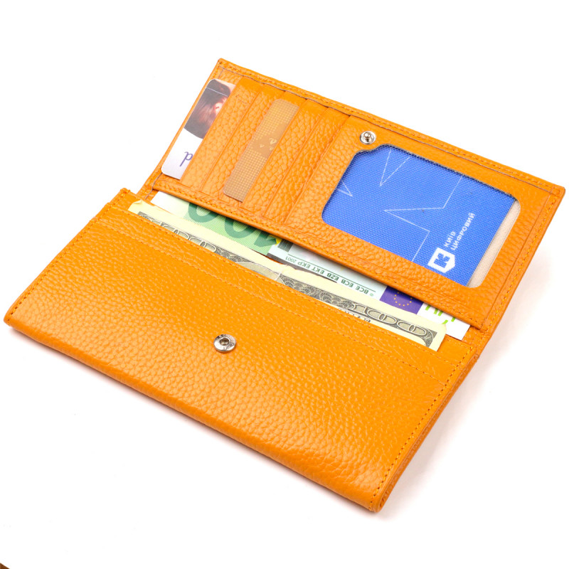 Яркий женский кошелек из натуральной кожи CANPELLINI Желтый