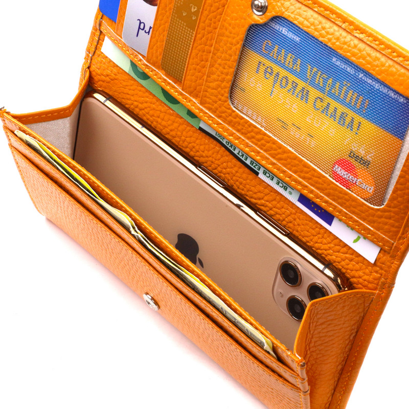 Яркий женский кошелек из натуральной кожи CANPELLINI Желтый