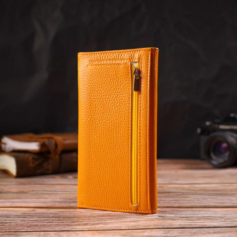 Яркий женский кошелек из натуральной кожи CANPELLINI Желтый