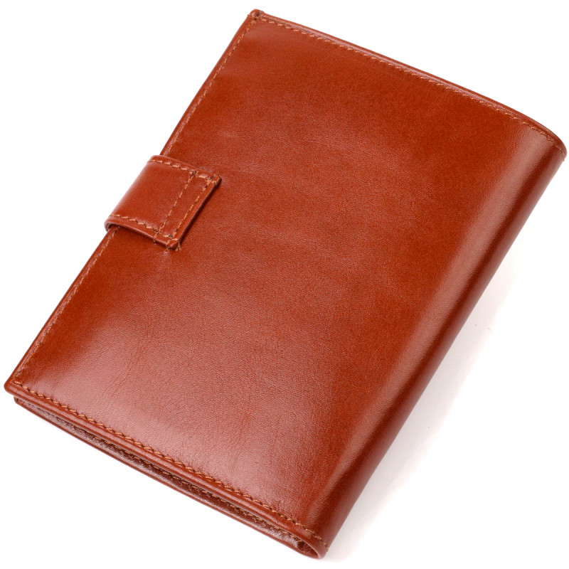 Привлекательный вертикальный мужской бумажник среднего размера из натуральной гладкой кожи CANPELLINI Коричневый