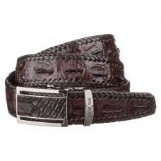 Ремень-автомат CROCODILE LEATHER из натуральной кожи крокодила Коричневый