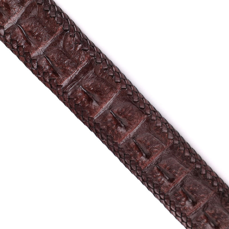 Ремінь-автомат CROCODILE LEATHER з натуральної шкіри крокодила Коричневий