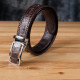 Ремень-автомат CROCODILE LEATHER из натуральной кожи крокодила Коричневый