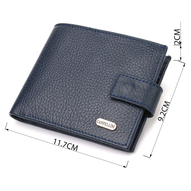 Привлекательный горизонтальный кошелек для мужчин из натуральной кожи флотар CANPELLINI Синий