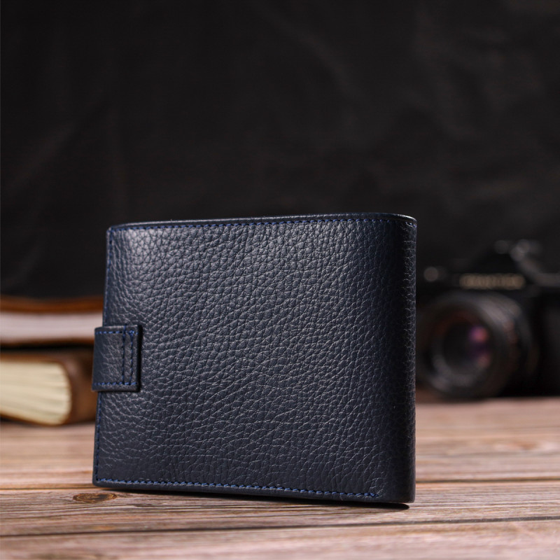 Привлекательный горизонтальный кошелек для мужчин из натуральной кожи флотар CANPELLINI Синий