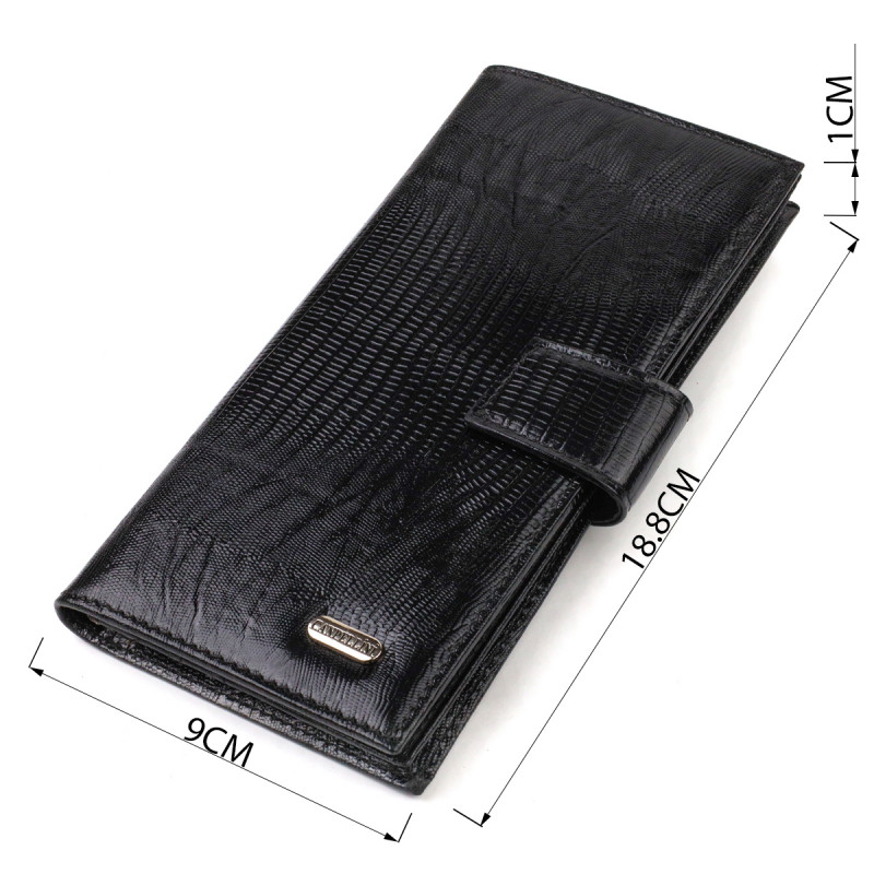 Тонкий кошелек для мужчин из натуральной кожи с тиснением CANPELLINI Черный