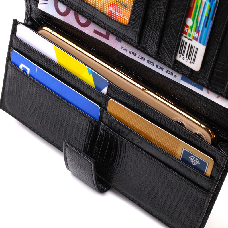 Тонкий кошелек для мужчин из натуральной кожи с тиснением CANPELLINI Черный