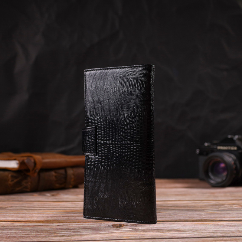 Тонкий кошелек для мужчин из натуральной кожи с тиснением CANPELLINI Черный