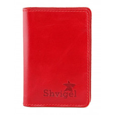 Кожаная яркая визитница Shvigel красная