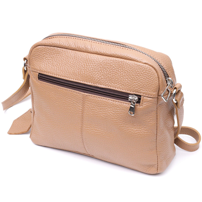 Стильна сумка жіноча крос-боді з натуральної шкіри GRANDE PELLE Бежева