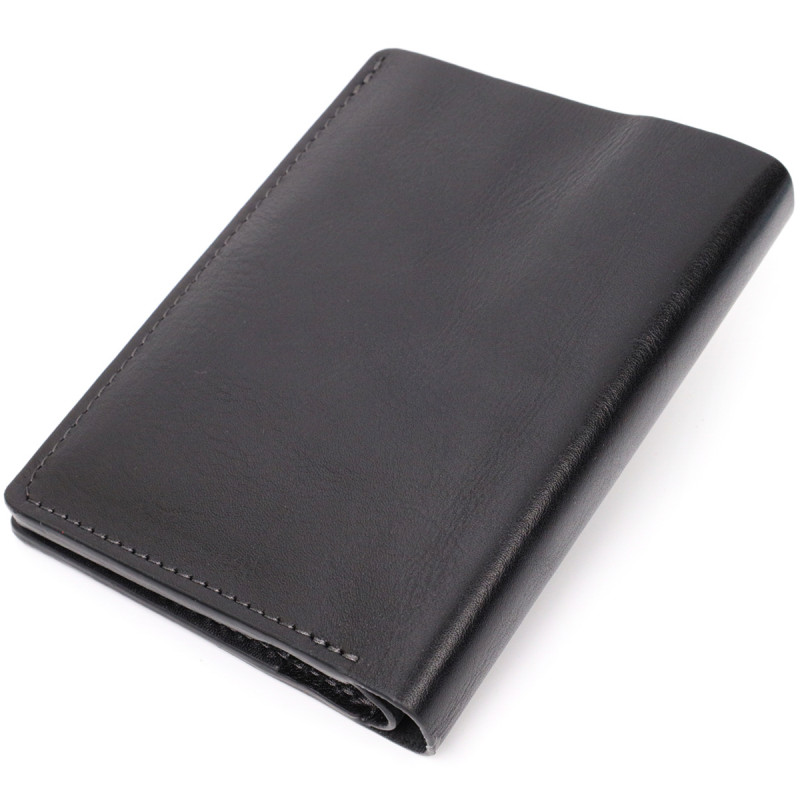 Стильне шкіряне портмоне з утримувачем для Apple AirTag GRANDE PELLE Чорний