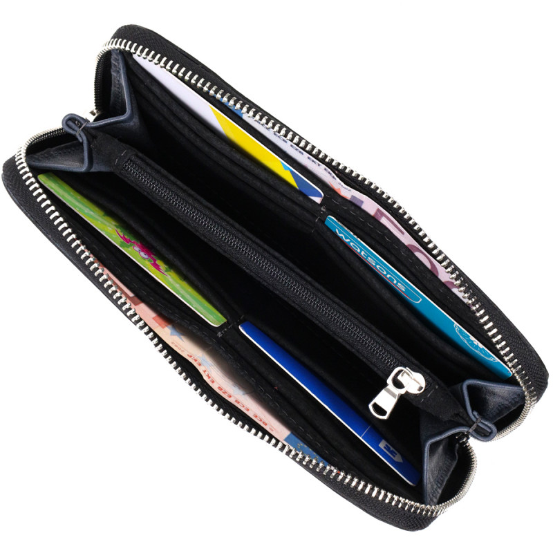 Стильний гаманець-клатч на блискавці із натуральної шкіри GRANDE PELLE Синій