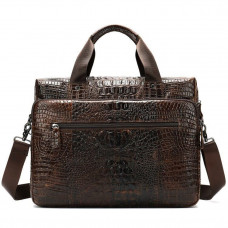 Сумка для ноутбука з тисненням під рептилію Vintage Коричнева