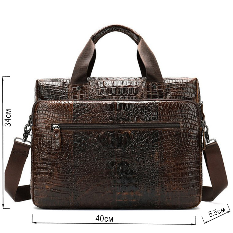 Сумка для ноутбука с тиснением под рептилию Vintage Коричневая