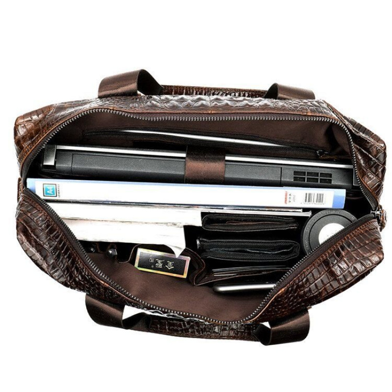 Сумка для ноутбука с тиснением под рептилию Vintage Коричневая