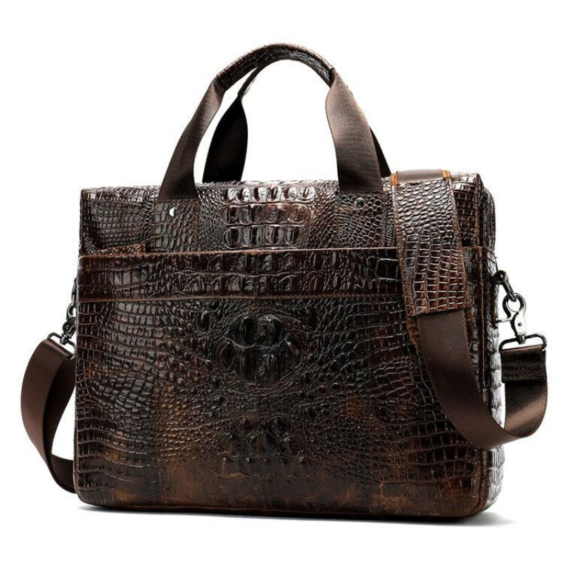 Сумка для ноутбука с тиснением под рептилию Vintage Коричневая
