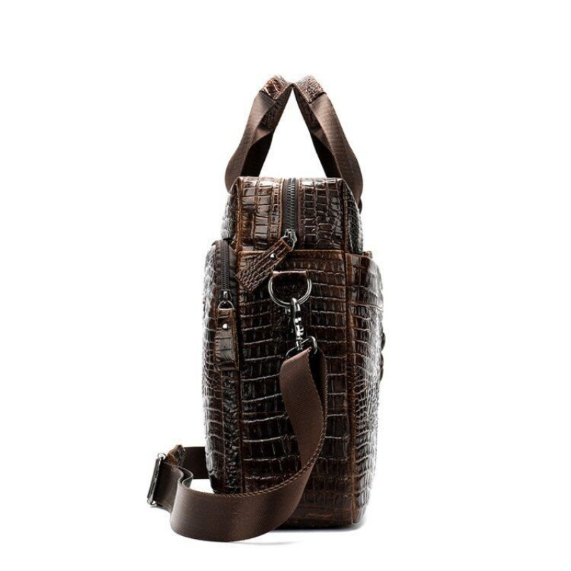 Сумка для ноутбука с тиснением под рептилию Vintage Коричневая