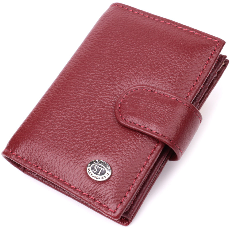Практичная визитница из натуральной кожи ST Leather Бордовый