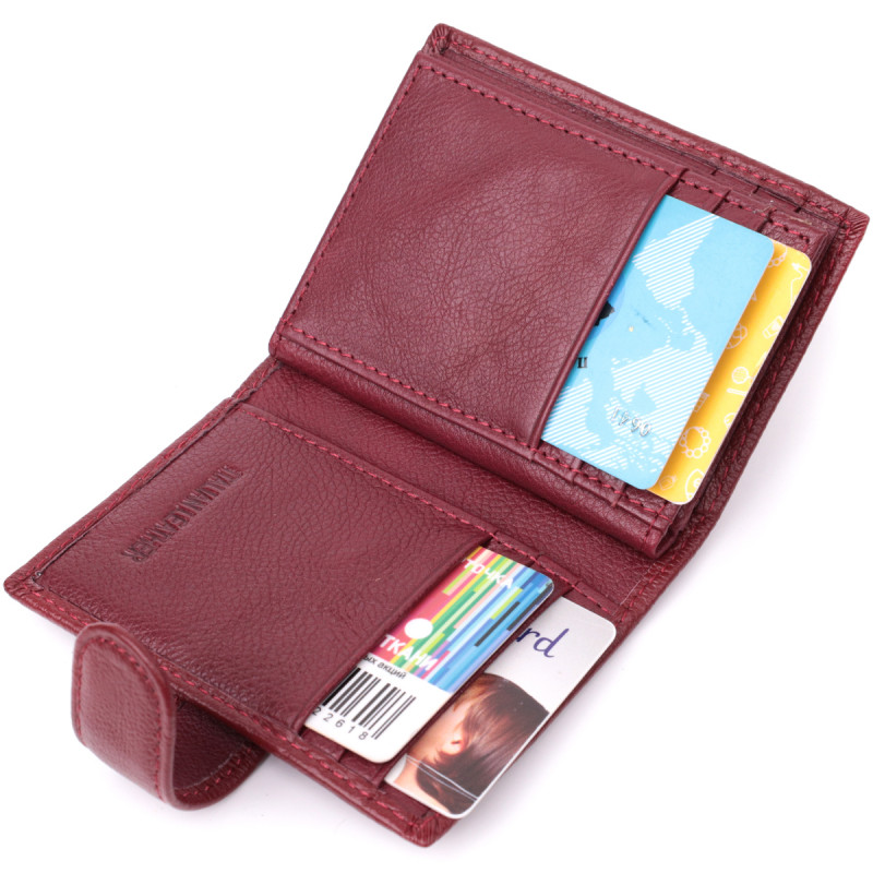 Практичная визитница из натуральной кожи ST Leather Бордовый
