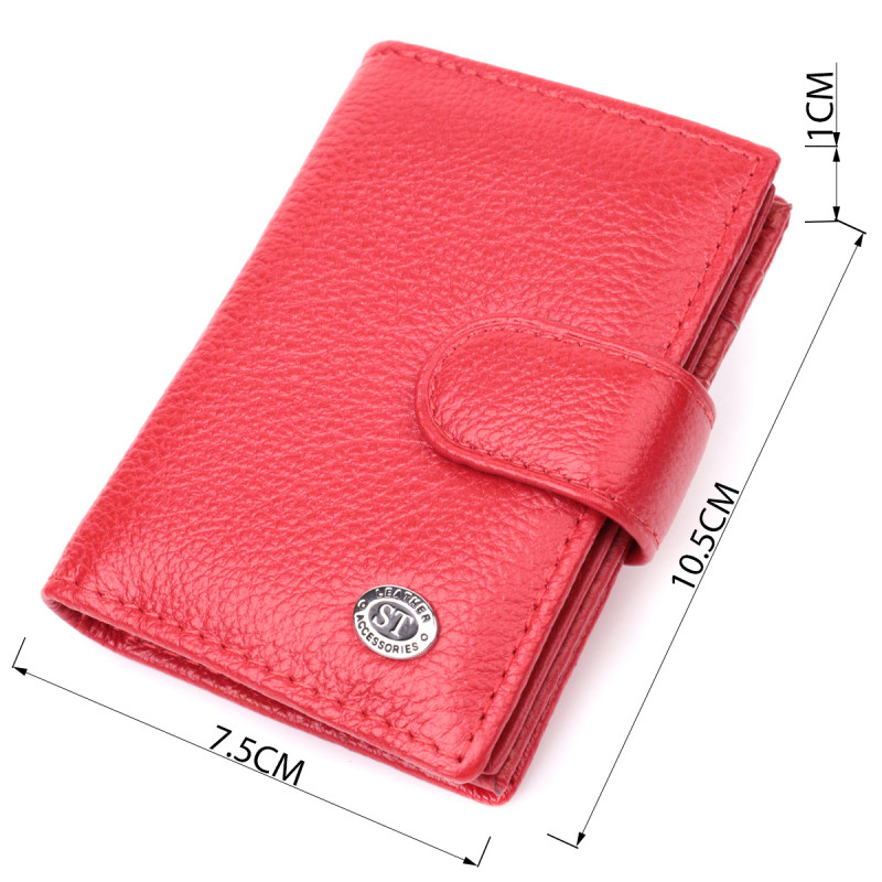 Вместительная визитница из натуральной кожи ST Leather Красный