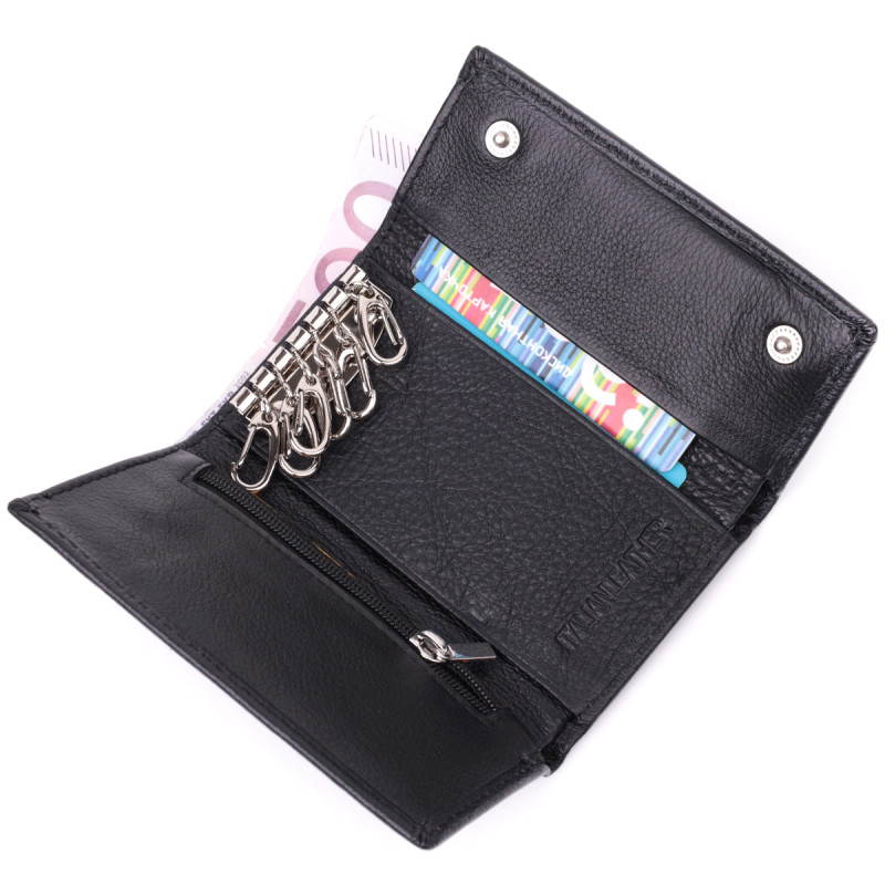 Вместительная ключница из натуральной кожи ST Leather Черный