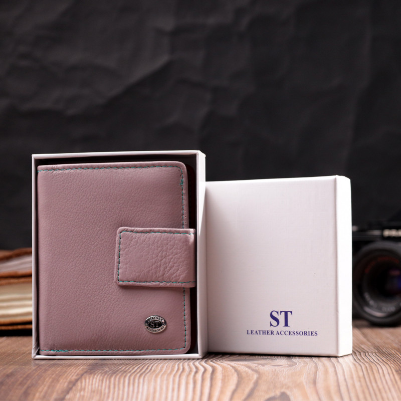 Гаманець з натуральної шкіри для жінок вертикального формату ST Leather Бежевий