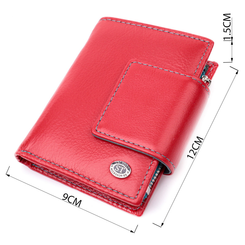 Яркий кожаный кошелек для женщин с интересной монетницей ST Leather Красный