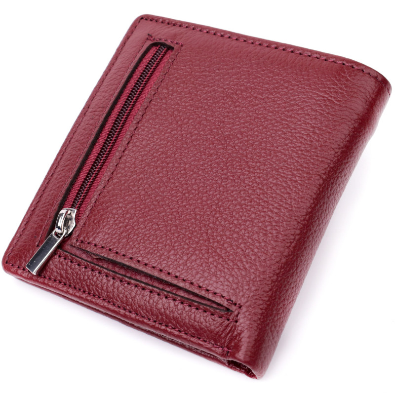Маленький женский кошелек из натуральной кожи ST Leather Бордовый