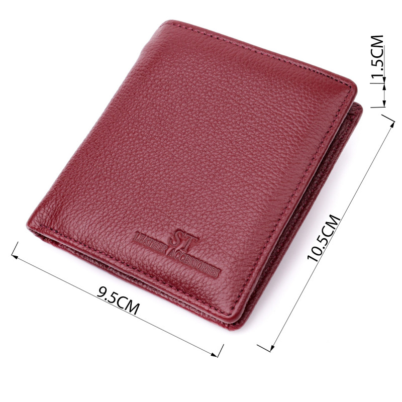 Маленький женский кошелек из натуральной кожи ST Leather Бордовый