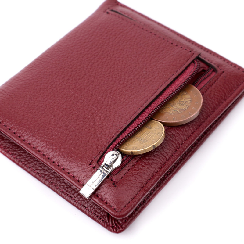 Маленький женский кошелек из натуральной кожи ST Leather Бордовый