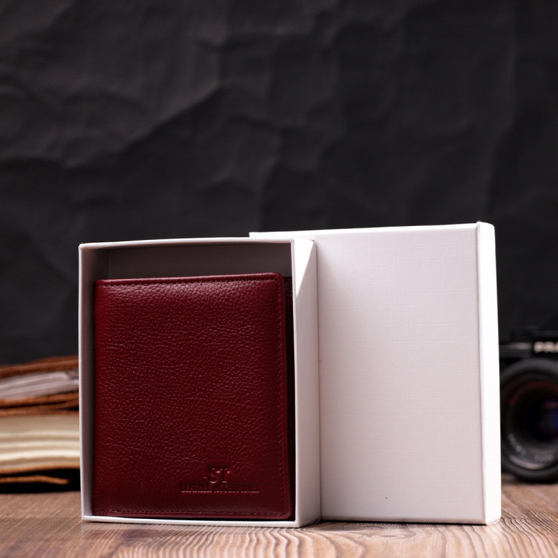 Маленький женский кошелек из натуральной кожи ST Leather Бордовый