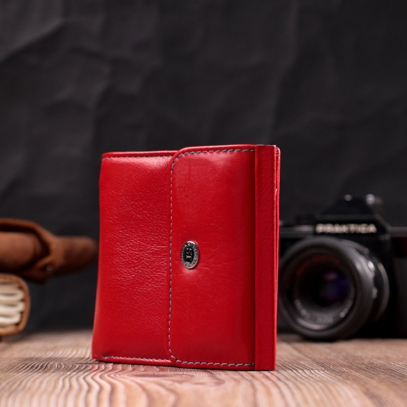 Женский кошелек среднего размера из натуральной кожи ST Leather Красный