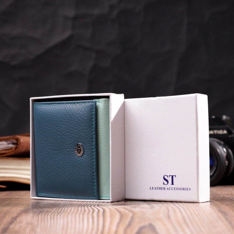 Женский кошелек с оригинальной монетницей из натуральной кожи ST Leather Разноцветный