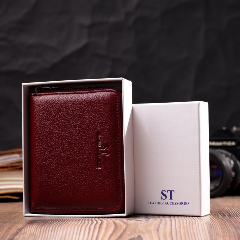 Практичный кошелек для женщин из натуральной кожи ST Leather Бордовый