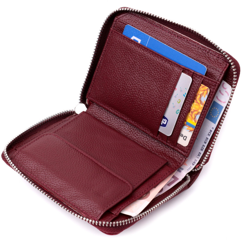 Практичный кошелек для женщин из натуральной кожи ST Leather Бордовый