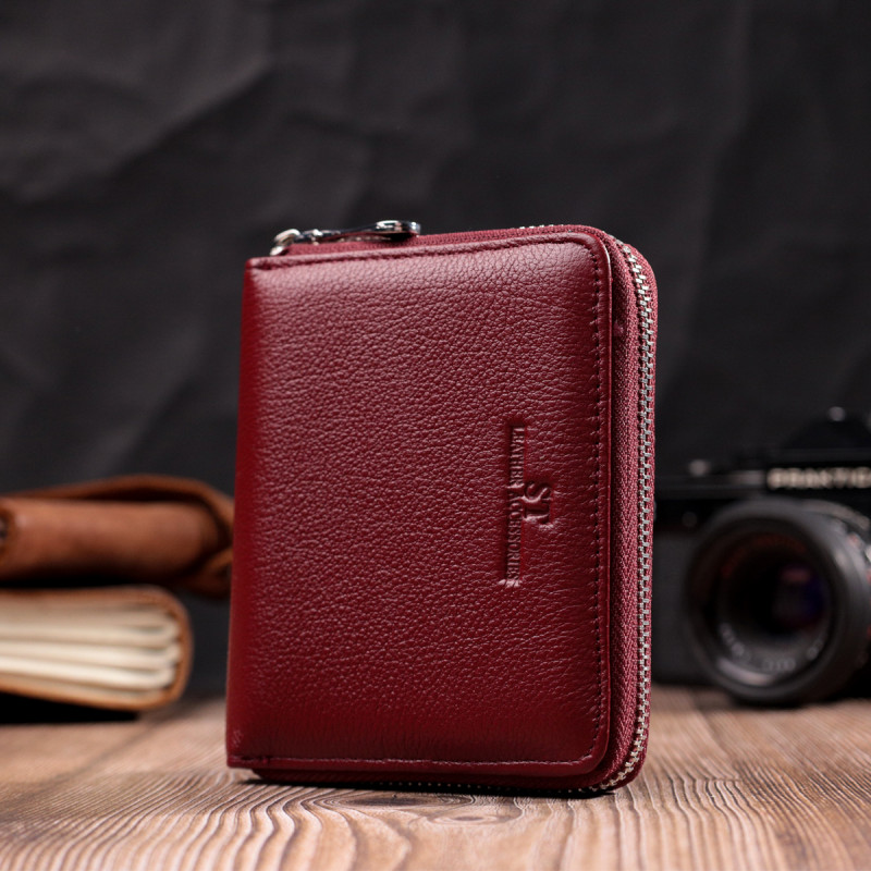 Практичный кошелек для женщин из натуральной кожи ST Leather Бордовый