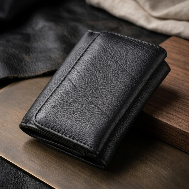 Кожаный лаконичный кошелек для женщин ST Leather Черный